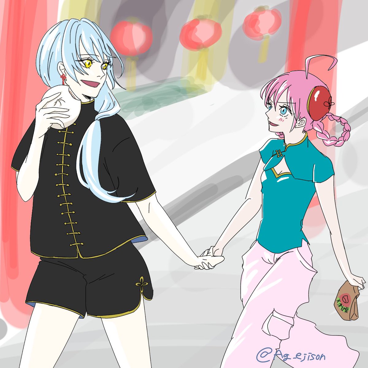 ミリリム中華街デート落書き
色塗りの練習用に落書きしたのに…やる気が…😇