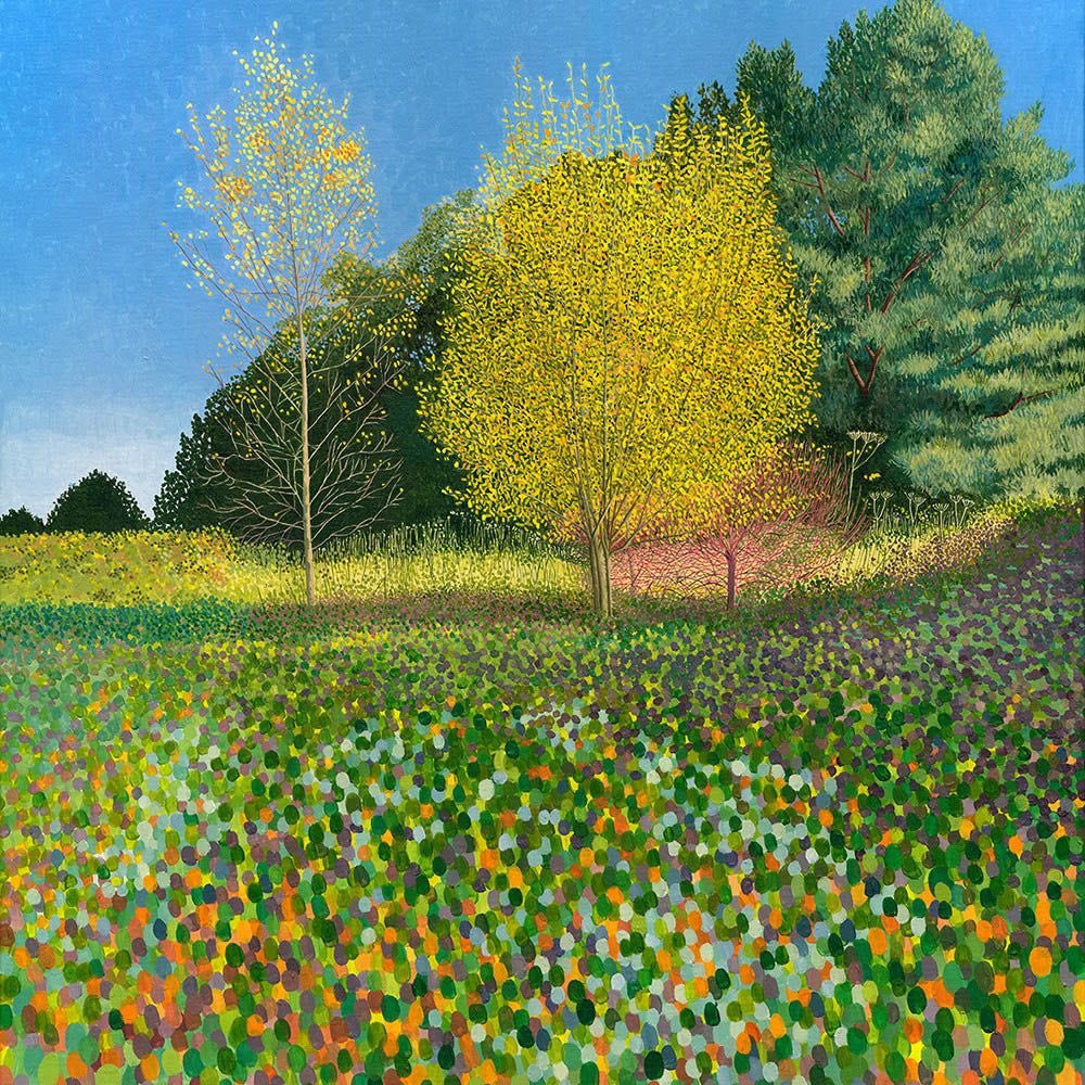 Good Morning Everyone 
Susan Entwistle is an English 
Pointillist artist who creates Gardens and Landscapes 
I thought these were more subdued than her normal paintings. Right for now  
‘Olive Trees’ 
‘The Glade’