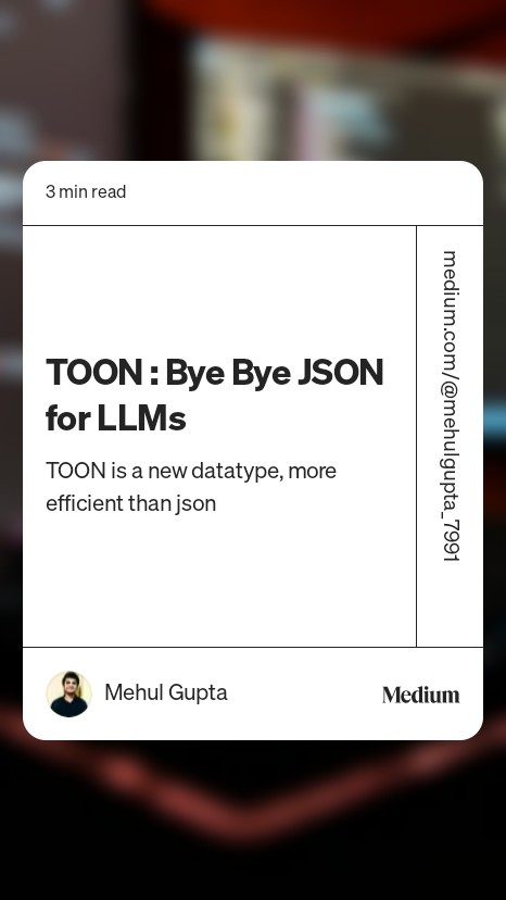 programmersatya's tweet image. JSON vs TOON 🔥👇
medium.com/data-science-i…