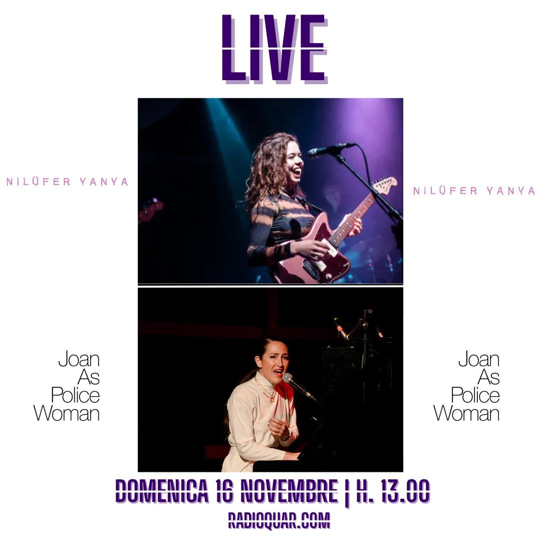 Sta per arrivare l'ora del pranzo domenicale che potrete accompagnare ascoltando i due live di due bravissime artiste:  Nilüfer Yanya e  Joan as Police Woman.

Non perdeteli, ore 13 su RadioQuar.

Appiccia la Radio
Ascolta RadioQuar