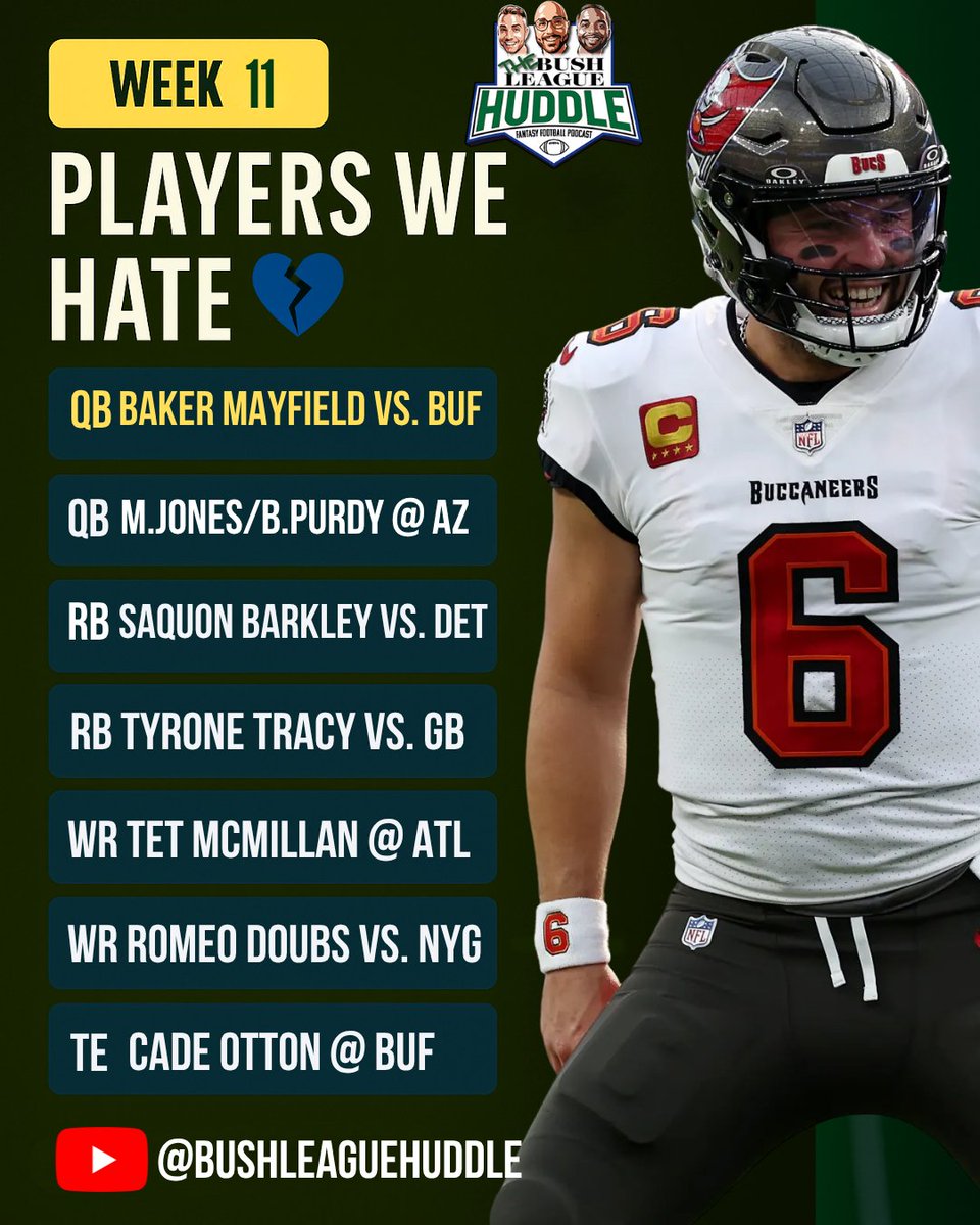 bushleaguehuddl's tweet image. Week 11 Fantasy Football Start/Sit Warning 🚨

#Week11 #FantasyFootballAdvice #NFLFantasy #StartSit