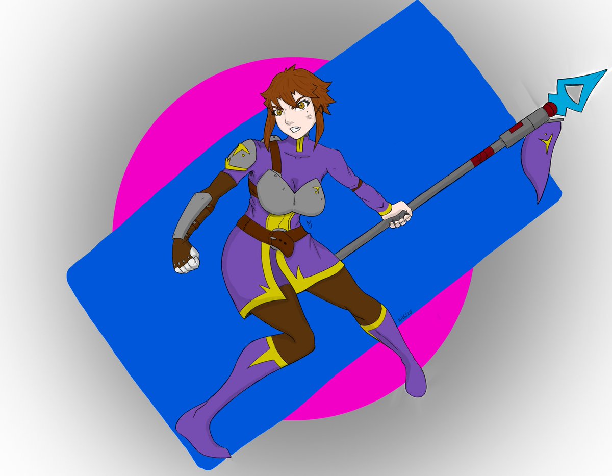 Fishc_43's tweet image. Woke up in the middle of the night.... wanted to finish this. Hope you enjoy!!!😂🤣🤣😍😜 Judith. Left hand wielder of her spear Moring Glory, she is a Faithfully Solider who acts in behalf of the S.A.N.I.T.S "