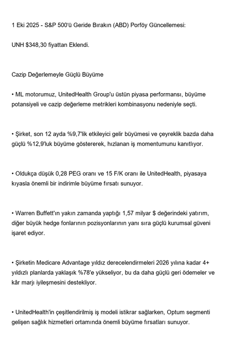 SandraBadillo20's tweet photo. 1 Eki 2025 S&amp;P 500’ü Geride Bırakın (ABD) Portföy Güncellemesi: 

📌 #UNH - UnitedHealth 
💰 Fiyat: $348,30 
🟢 İşlem: Eklendi
📈 Cazip Değerlemeyle Güçlü Büyüme

Daha fazlasını telegramdan takip etmek için: https://t.co/SMAhbfaw7T https://t.co/qAqqY42p2V