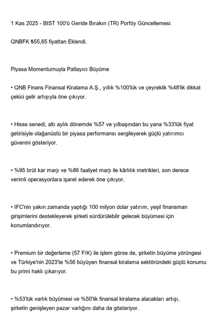 SandraBadillo20's tweet photo. 1 Kas 2025 BIST 100’ü Geride Bırakın (TR) Portföy Güncellemesi: 

📌 #QNBFK - QNB Finans 
💰 Fiyat: ₺55,65 
🟢 İşlem: Eklendi
📈 Piyasa Momentumuyla Patlayıcı Büyüme

Daha fazlasını telegramdan takip etmek için: https://t.co/SMAhbfaw7T https://t.co/QxlULJ8tvh