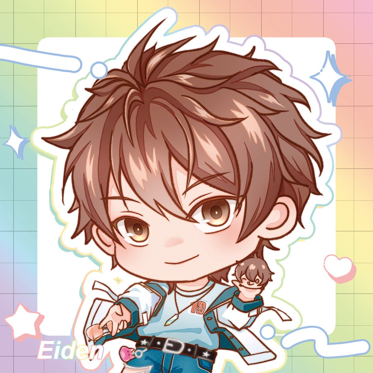 FanFullmoon's tweet photo. Y2K風（？）のスタンディをちびキャラで描いてみました！ エイトのライブに行くみたいです 気に入った＃らプロフィール画像に使ってくださいね～  #ニューカニ https://t.co/Icw32FqeGF