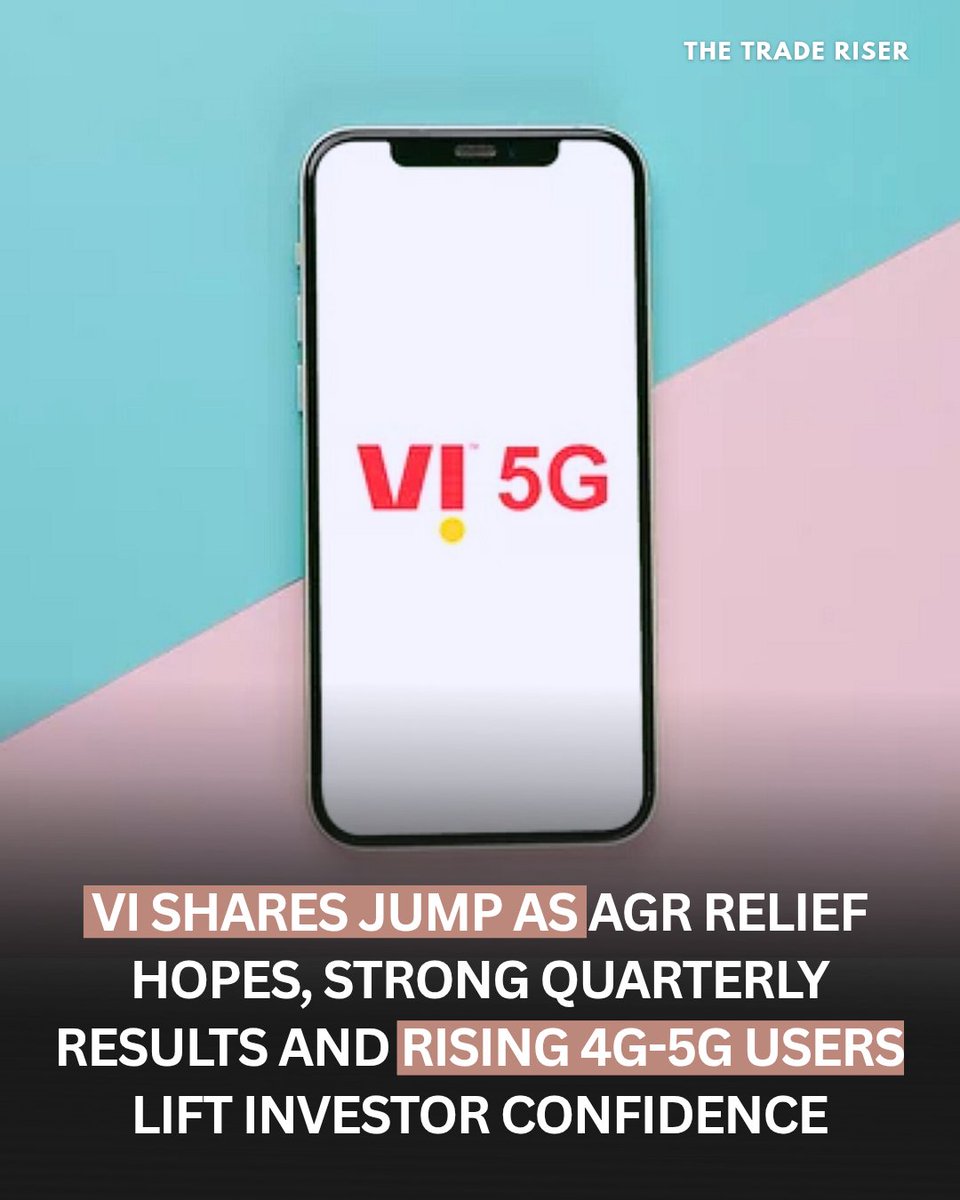 TheTradeRiser's tweet photo. Vi shares jumped as AGR relief hopes grew, quarterly loss reduced to ₹5,524 crore, ARPU rose to ₹180 (up 8.7%), and 4G-5G users increased to 127.8 million, boosting overall investor confidence.
#VodafoneIdea #ViShare #StockMarketNews #IndiaBusiness https://t.co/4X0ZsKsju8