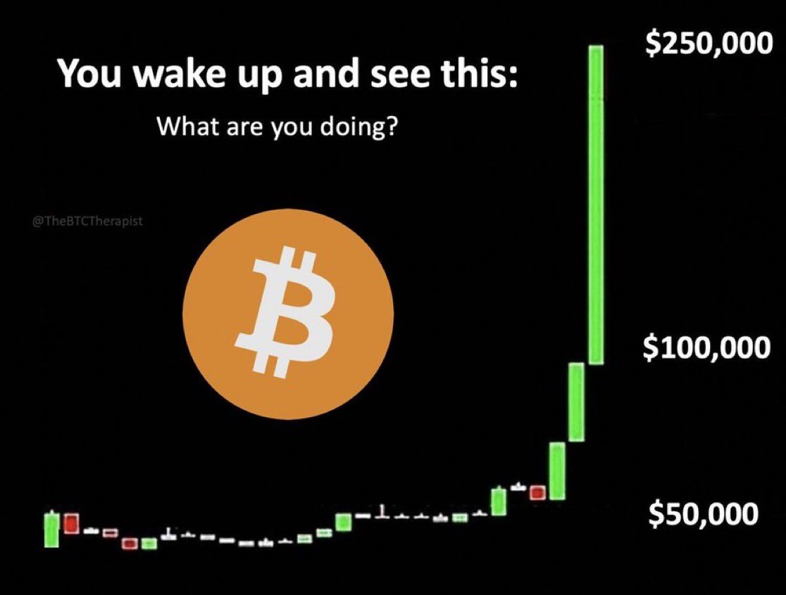 You wake up and #Bitcoin is trading at $250,000.  

What would you do next?