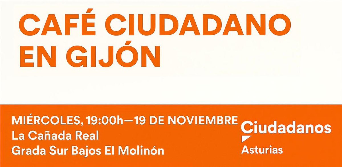 ☕️ Acompáñanos este miércoles 19 de noviembre a las 19:00h en La Cañada Real de El Molinón en un #CaféCiudadano.

🏙 Conversaremos sobre el futuro de #Gijón y de #Asturias.