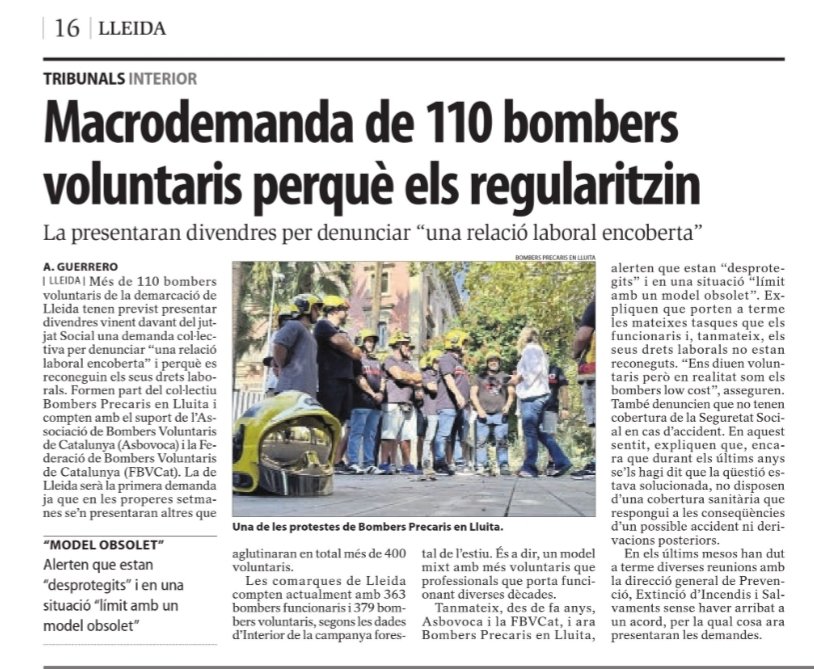 BombersPrecaris's tweet photo. 🔜 Diari Segre 16-11-25 📸

PROU ABÚS, CAP BOMBER SENSE SEGURETAT SOCIAL 👩‍🚒

SALVEM VIDES, LA NOSTRA MEREIX RESPECTE TAMBÉ https://t.co/mmZ28qqYGo