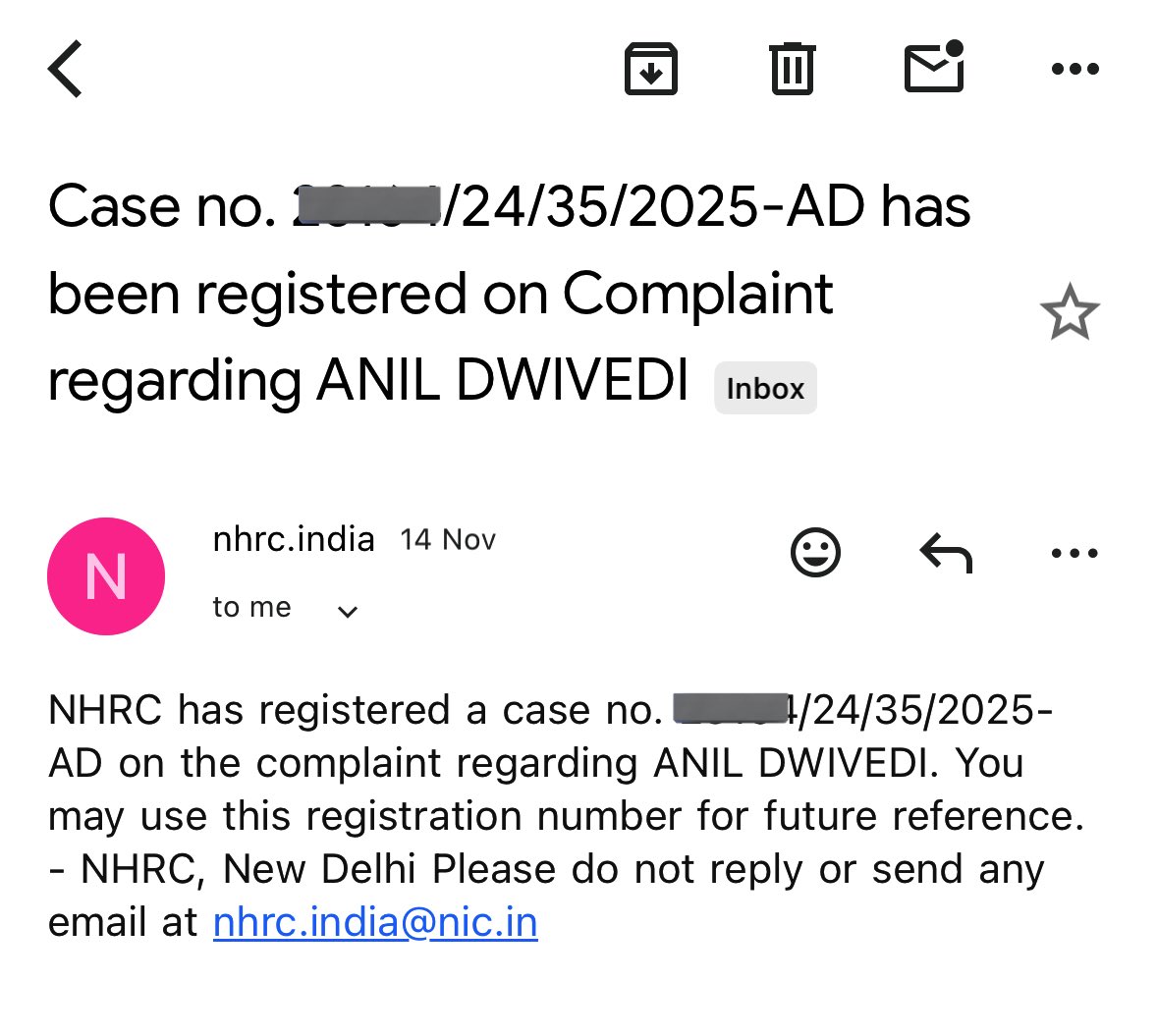 My complaint with NHRC against the brutal murder of Anil Dwivedi by Jail Authorities of Uttar Pradesh has been registered. 

Anil Dwivedi, a daily wage labourer, was hauled up and jailed in a 10-year-old Stale SC-ST Case. 

No judge sat. No trial concluded. No guilt proven. 

But