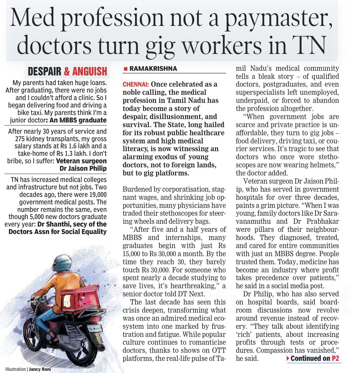 autopsy_surgeon's tweet image. Future of Doctors in India. An MBBS graduate has to work as food delivering agent because there are no jobs for a doctor in Tamil Nadu.