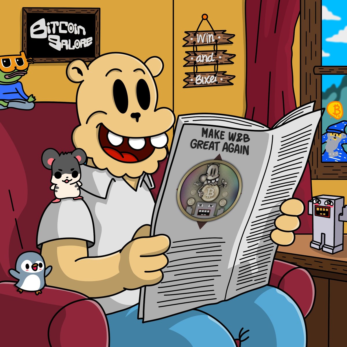 <a href="/WinandBixelWB/">Win & Bixel</a> <a href="/MemeDealerBTC/">Meme.Dealer</a> "MAKE WIN &amp; BIXEL GREAT AGAIN!"

Win &amp; Bixel are the first memes ever created in crypto history by @voodoovelvet on 10/21/2010.

Bring back the legend! this is <a href="/WinandBixelWB/">Win & Bixel</a> history. 💥

Here's my original meme artwork ✨ 
Submission requirements: Done ✅