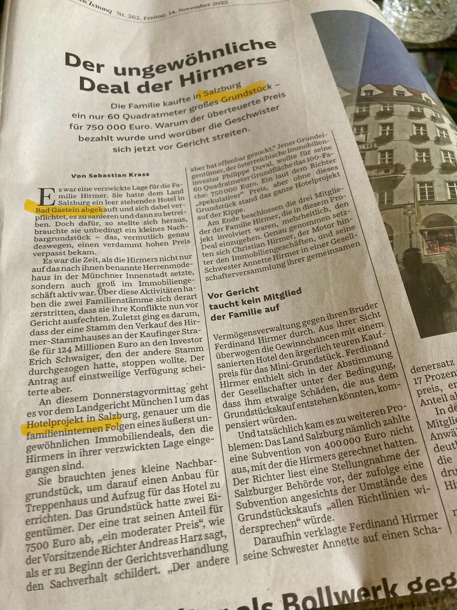 #Krass : Um ein Hotelprojekt in Bad Gastein, Land Salzburg, zu realisieren, brauchen die #Hirmer|s ein Nachbargrundstück, das sie in Salzburg kaufen 🤔 Halluziniere ich, der Autor oder die #KI <a href="/SZ/">Süddeutsche Zeitung</a> 
#Journalismus