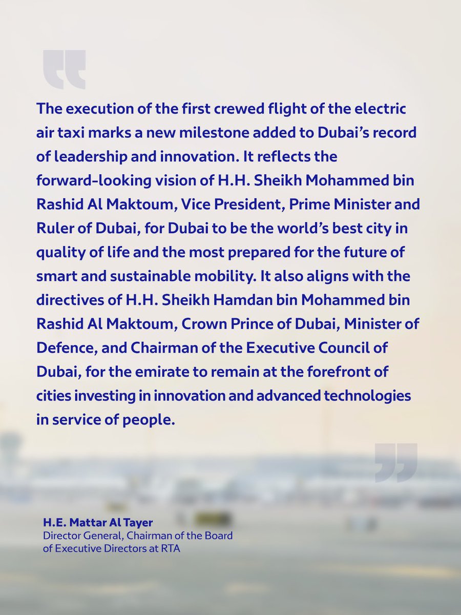 rta_dubai's tweet image. نفذت #هيئة_الطرق_و_المواصلات بالتعاون مع شركة &quot;جوبـي أفييشن&quot;، أول رحلة مأهولة للتاكسي الجوي الكهربائي للإقلاع والهبوط العمودي:(eVTOL)  بين موقعين مختلفين، حيث انطلق التاكسي الجوي الكهربائي، من موقع اختبارات جوبي في مرغم إلى مطار آل مكتوم: (دبي ورلد سنترال) في رحلة استغرقت 17…
