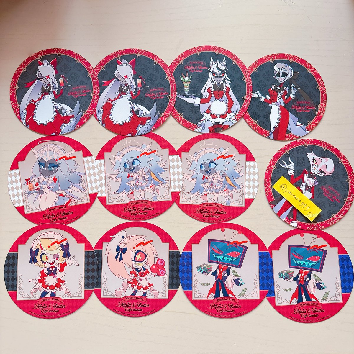 【交換/譲渡】ハズビンホテル ハズビン アニカフェ アニメイトカフェ
特典コースター

譲▶︎ ヴァギー カミラ ロージー サラ エミリー チャーリー チェリーボム ヴォックス

求▶︎ 1点300円

郵送交換推奨、手渡し可能
纏めての方優先ですが1枚から検討
📺は1枚につき他2枚以上一緒にお迎えください