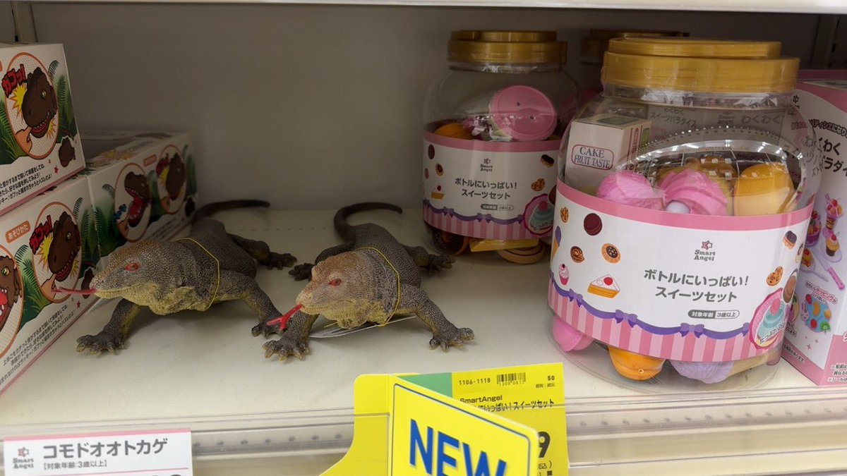 mmck422's tweet photo. かわいいスイーツセットの��にコモドオオトカゲ並べるセンスすき https://t.co/w5BlHOfD7Y