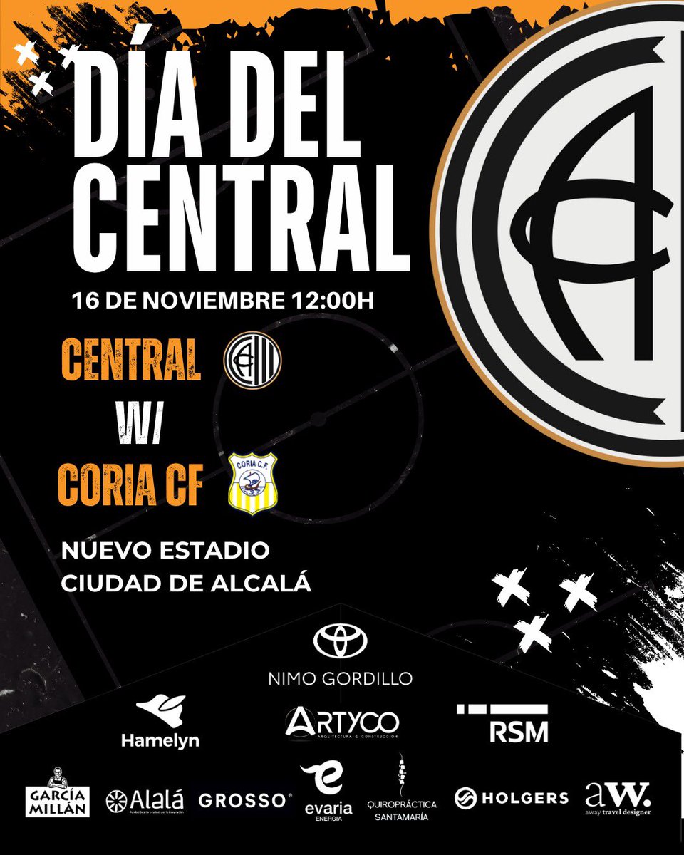 ⚫⚪ ¡HOY ES DÍA DEL CENTRAL!

🏟️ Estadio Ciudad de Alcalá 

⏱️ 12:00 | Jornada 11

#DaleCentral #ClubAtléticoCentralCoria
