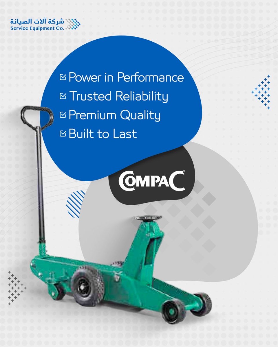 SrvcEquipmentSA's tweet image. Compac: strength, precision, reliability ⚙️Service Equipment Co. – delivering solutions that last 💪

#compac #الموزع_المعتمد #معدات_ورش #حلول_متكاملة #Balubaid  #CarMaintenance #GarageEquipment #AutomotiveTools #Service_Equipment  #lifts
