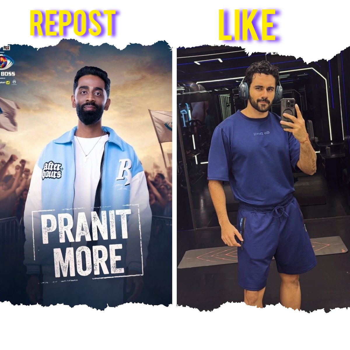 Alliswellxvt's tweet photo. If you had to choose — who would you slap and who would you kiss?

#AbhishekBajaj • #BB19 • #PranitMore • https://t.co/yyxVYsxn2s