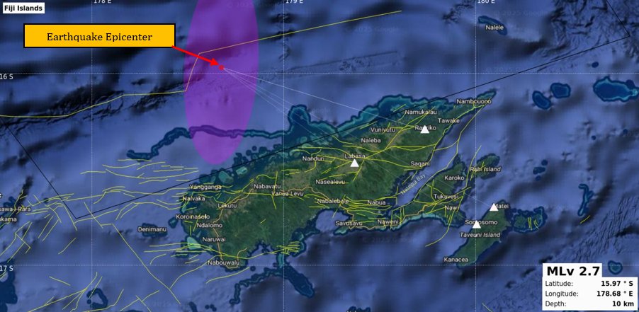 Earthquake Information bulletin issued.
Date: 16/11/2025
Time:07:52:26 PM
Magnitude: 2.7
Depth: 10km
Location: 66 km NW from Talailau Island.
However, it does not pose any immediate tsunami threat to the Fiji region.