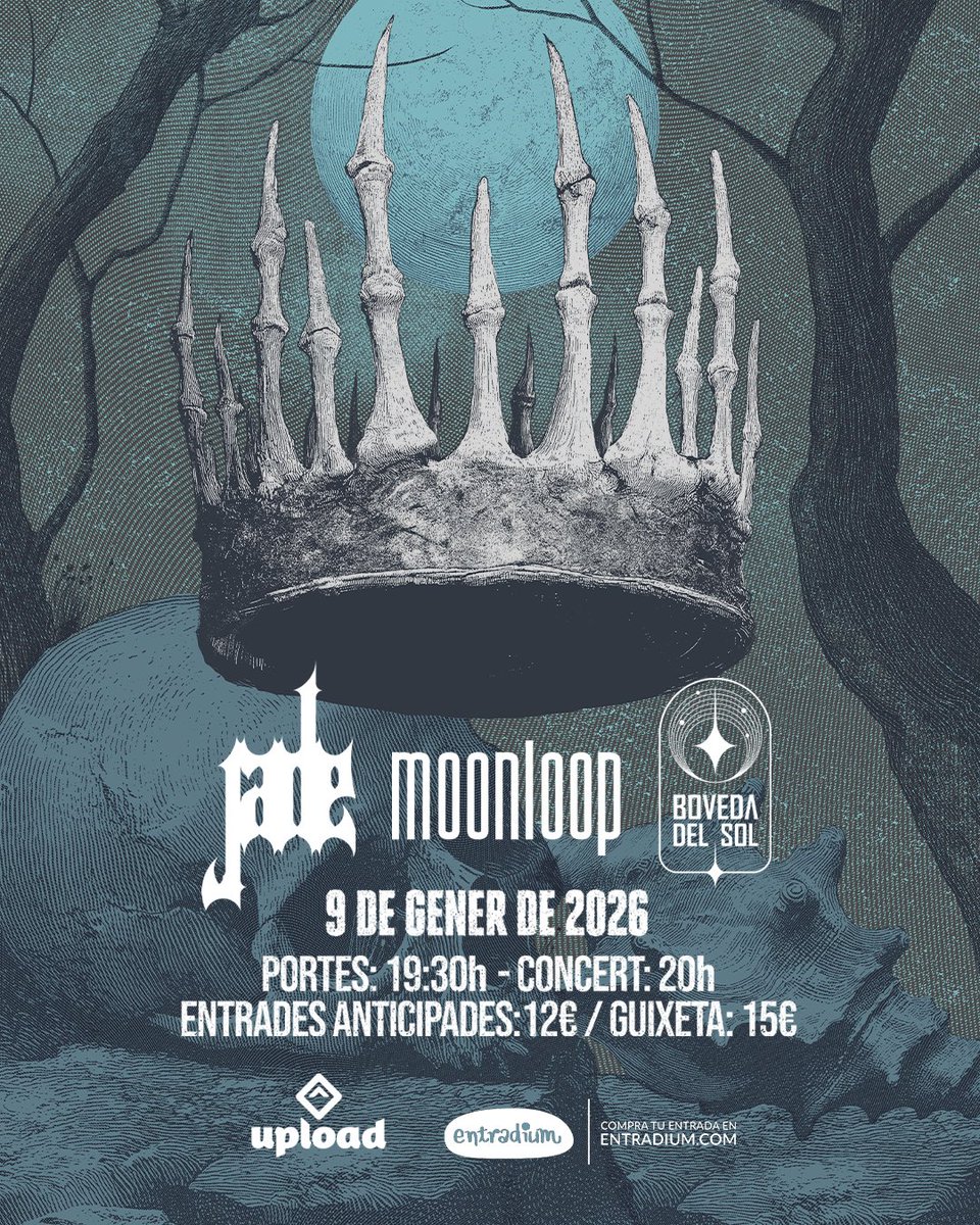 MoonloopBand's tweet image. Jade, Boveda del Sol, i Moonloop crearan un poderós ritual per invocar una criatura de tres caps. Uneix-te a nosaltres i aconsegueix les entrades a @entradium!

Divendres 9 Gener
Sala @UploadBarcelona

Enllaç entrades: entradium.com/events/moonloo…