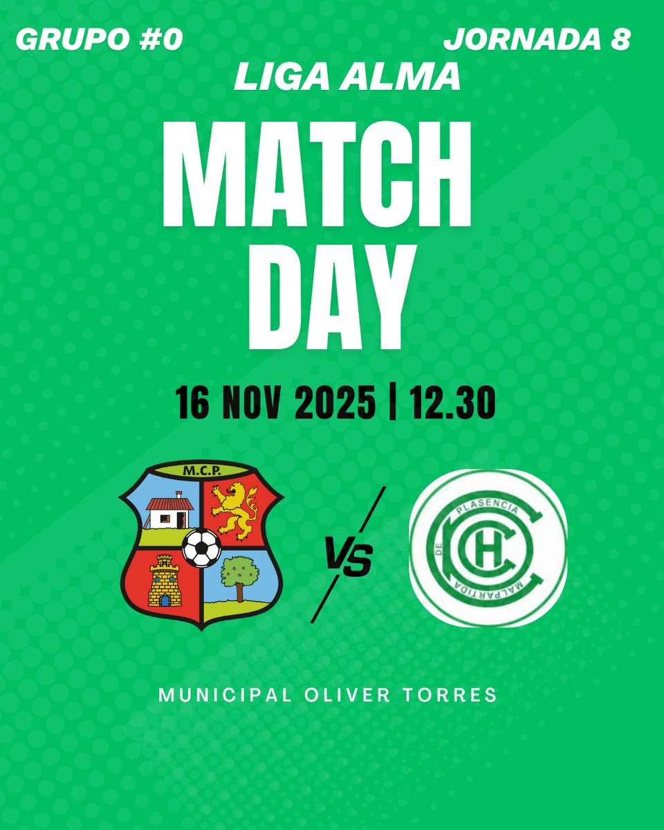 𝗗𝗶́𝗮 𝗱𝗲 𝗽𝗮𝗿𝘁𝗶𝗱𝗼 

𝖩𝗈𝗋𝗇𝖺𝖽𝖺 8
🆚 Moralo CP B
🕒 12:30
🏟️ Municipal Oliver Torres