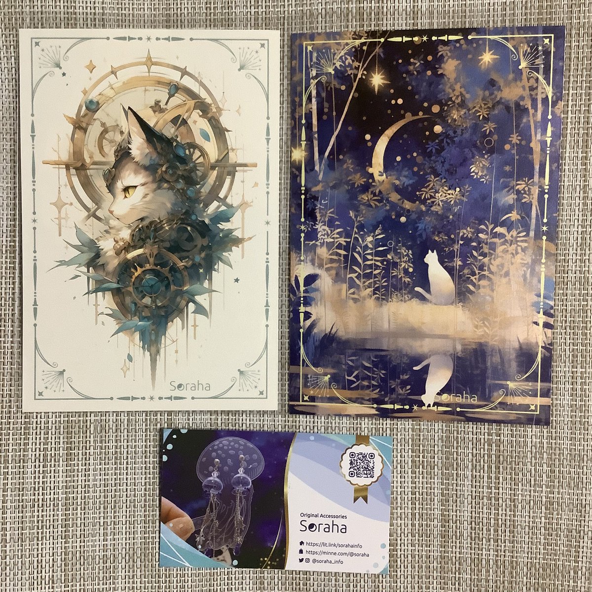 Sorahaさん(<a href="/soraha_info/">Soraha@デザフェス両日：南4階P-70</a>)
ポストカード2種。猫かわいい💕

#デザフェス62
#デザフェス戦利品③
