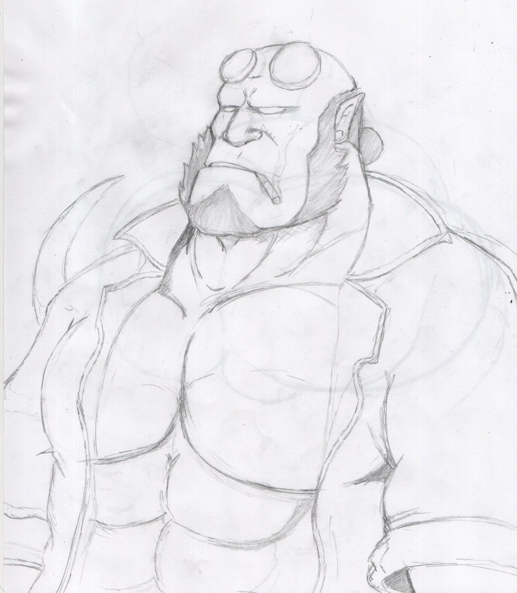 ChaseKitStory's tweet photo. Hellboy doodle~ https://t.co/uqYvotYgy4
