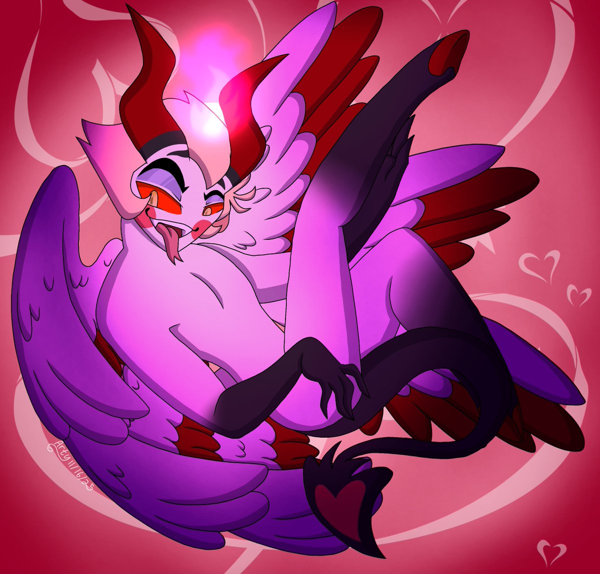 AFloofy20's tweet photo. A little late birthday gift for myself

#hazbinhotel #lucifermorningstar 

With and without ribbons https://t.co/JZeKnYvRZq