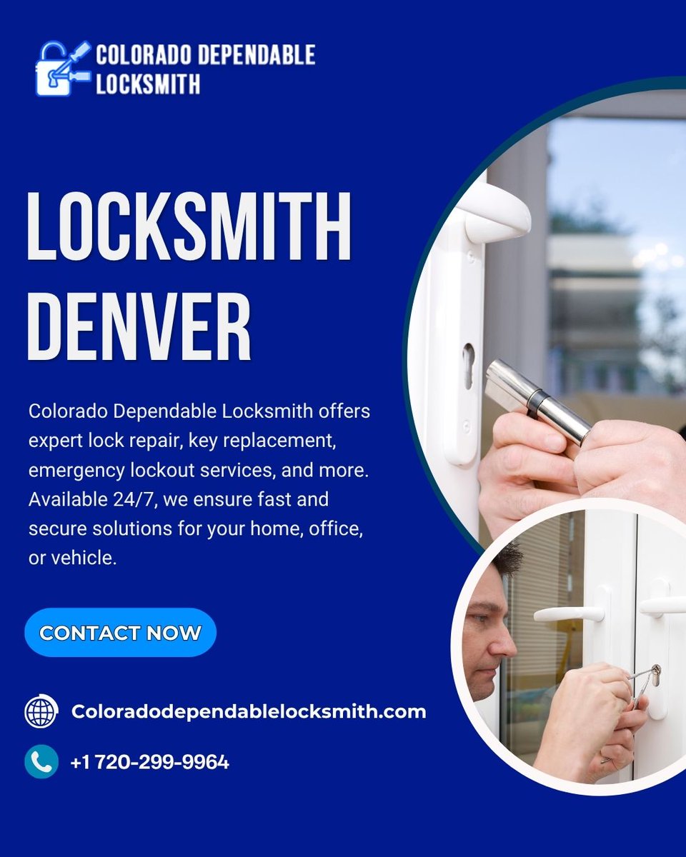 CD_locksmith's tweet image. Need a reliable Locksmith in Denver? Colorado Dependable Locksmith provides expert lock repair, key replacement, and 24/7 emergency lockout services for home, office, or vehicle. Fast, secure solutions! 

Discover more: coloradodependablelocksmith.com