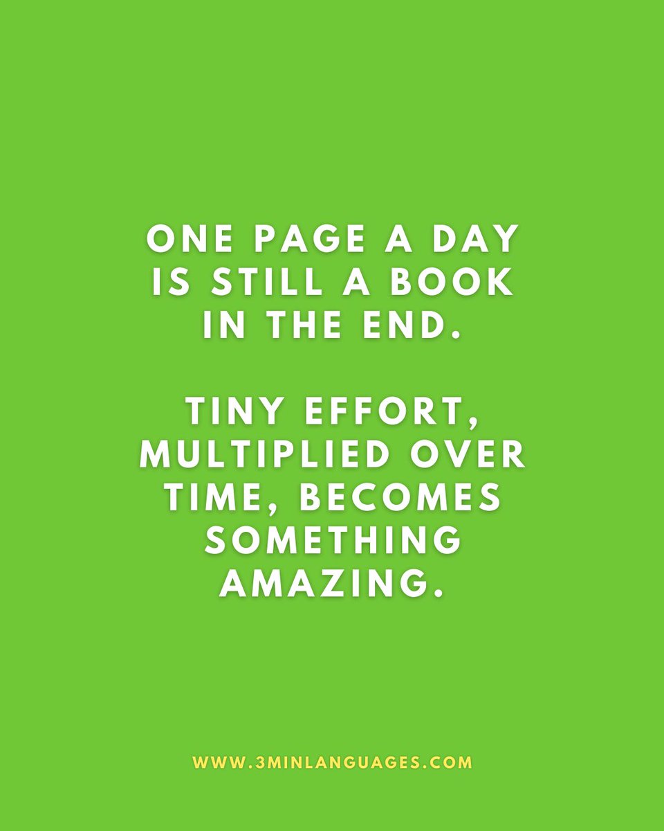 3MLanguages's tweet image. One page a day = a book.
 One mini-lesson a day = fluency.
 👉 Turn pages in 3 minutes: 3minlanguages.com

#3MinuteLanguages #StudyIn3 #LanguageLearning #MicroLearning #Consistency #LearnFrench #LearnSpanish #LearnGerman #LearnItalian #LearnPortuguese