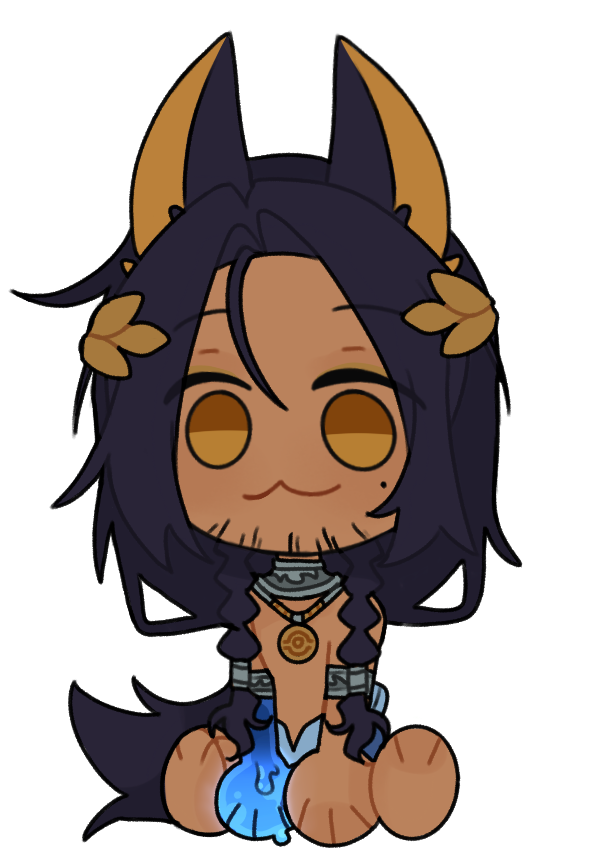 Am I unhinged enough I got special edition fugis made of me and the boys for my Epic watch party?? Yes.

Thank you so much to the amazing <a href="/e_eliasssss/">Eli (COMMISSIONS OPEN)</a> for the wonderful work bringing my hopes to life!

Me as Penelope!

<a href="/ItsMeAnpu/">ItsMeAnpu</a> as Poseidon! 
Design originally by