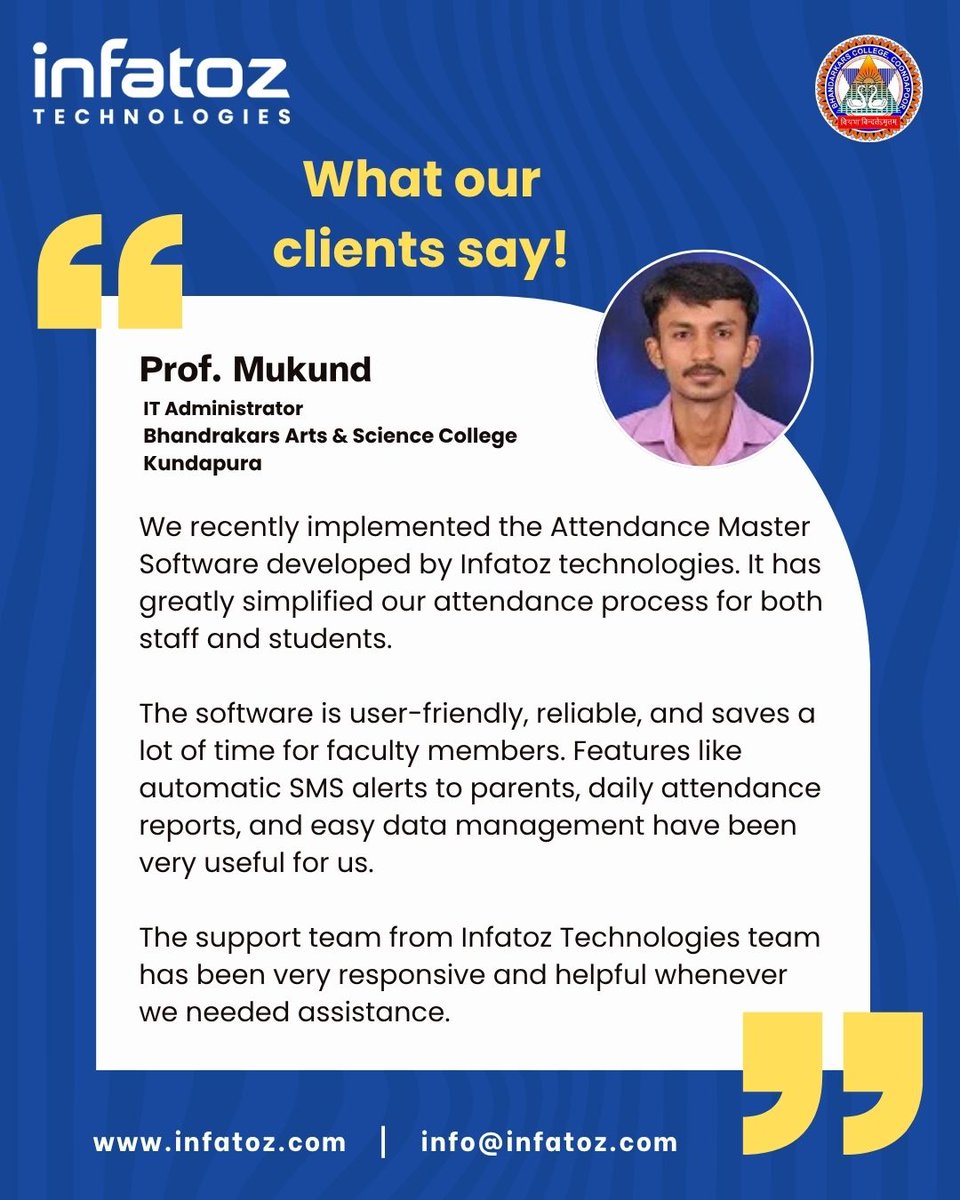 infatoz's tweet photo. Nothing makes us prouder than hearing directly from our clients.
Their words remind us why we do what we do — building meaningful, reliable, and impactful digital solutions.
Thank you to all our clients for trust
Technologies with your vision.
Your success is our motivation. https://t.co/dnL9XxoWOY