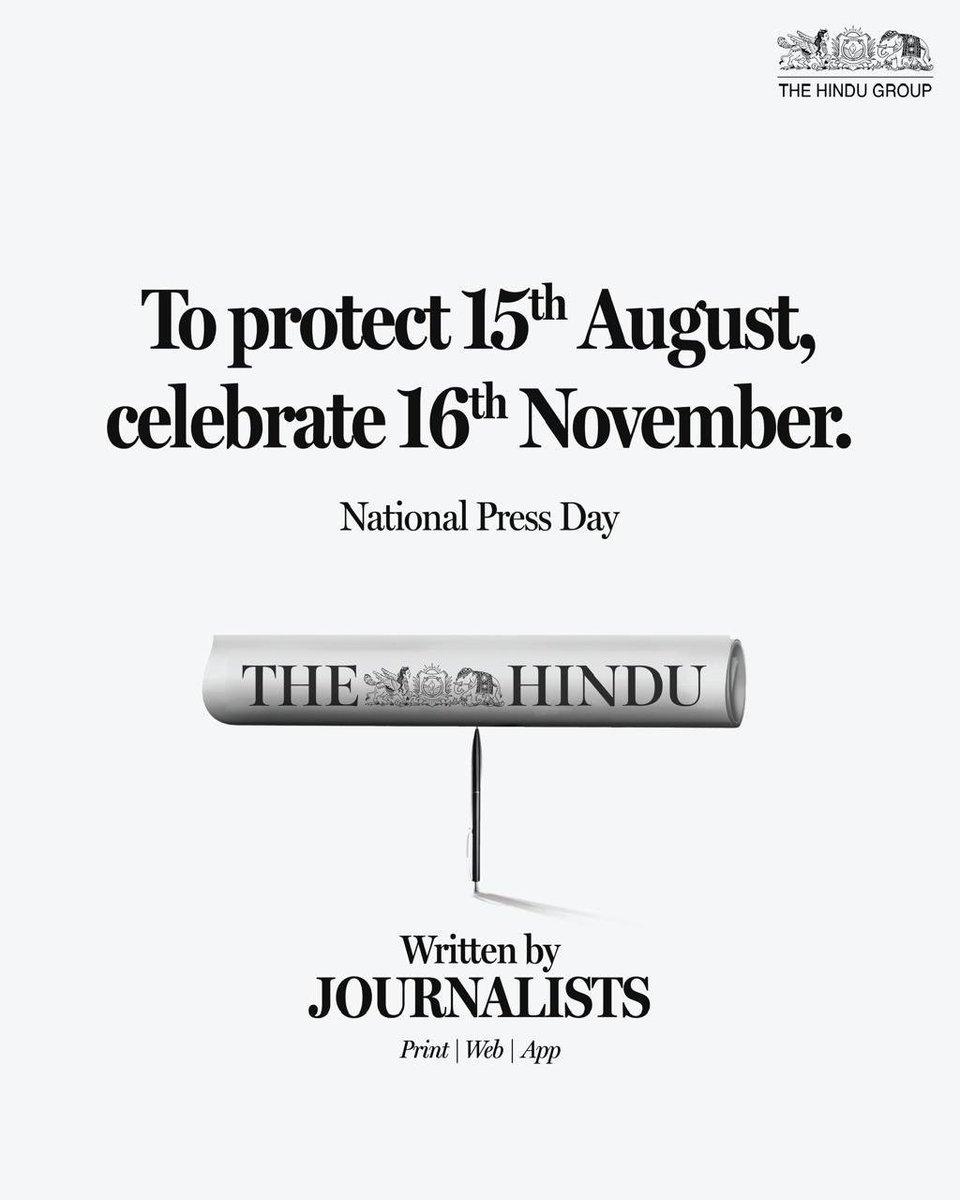 On #NationalPressDay, Fijeeha congratulates journalists for upholding press freedom &amp; ethical reporting since the Press Council of India (est. 1966)! 

From 60K publications in ’04 to 1.54L in ’24, empowering voices, strengthening democracy! 

#NationalPressDay

Photo <a href="/the_hindu/">The Hindu</a>
