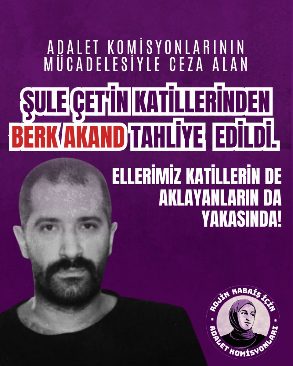 Mücadelemizle 18 yıl 6 ay ceza alan Şule Çet’in katillerinden Berk Akand tahliye edildi. 

Katillerin aramızda dolaşmasına izin vermeyeceğiz! 
#BerkAkandTutuklansın