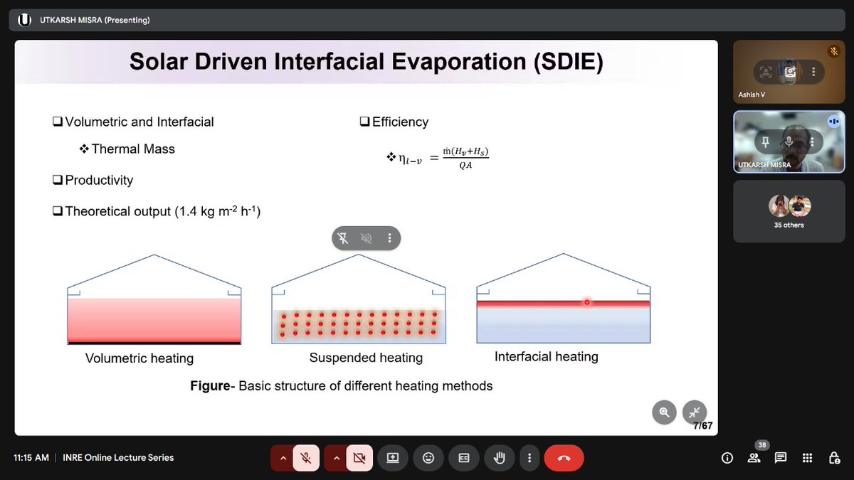 Renewable_E_LU's tweet photo. "Unlocking the secrets of solar desalination! 🌟💧 Explored cutting-edge approaches to water treatment in a recent online lecture presented by the Dr Utkarsh Mishra from IIT Bombay. 💡🔋 #WaterSolutions #Sustainability" https://t.co/pd9EsEy0XK