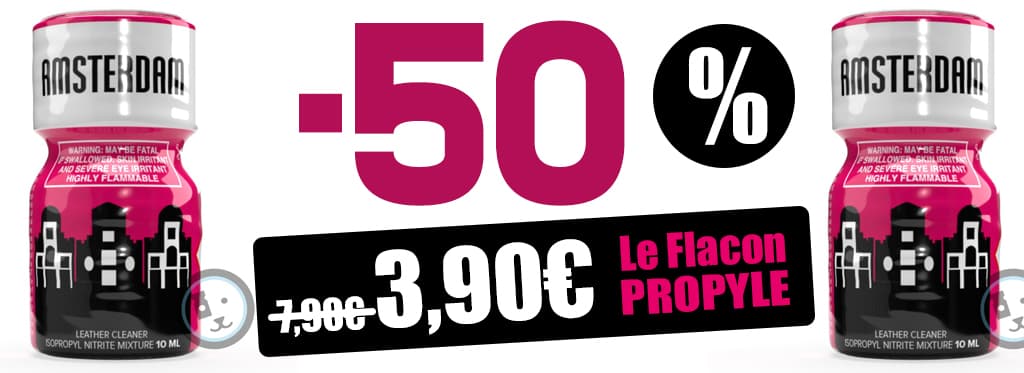 🔥 -50% sur le Amsterdam Propyle !
Le flacon passe à 3,90€ seulement 😳
Stock limité… ça part très vite !
👉 Offre dispo ici : poppers-pascher.com