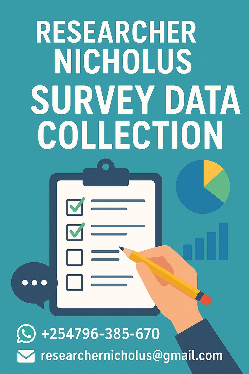 NicholusOmondi7's tweet image. 📊 DATA COLLECTION SERVICES
Why Choose Us?
High-quality data
Fast turnaround
Confidential &amp;amp; ethical handling
Affordable rates

📞 WhatsApp: +254 796 385 670
📧 Email: researchernicholus@gmail.com
#datacollection #plagiarismchecker #reportwriting #focusgroupdiscussion #NVivo