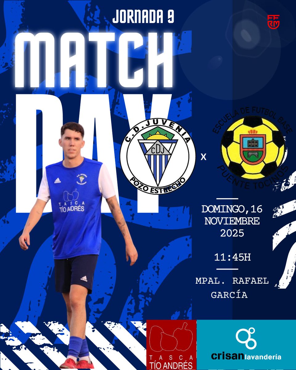 ☀️¡𝙈𝙖𝙩𝙘𝙝 𝘿𝙖𝙮! ⚽️ 

#CDJuvenia 🆚 EFB Puente Tocinos

⏰ 11:45H
🏟️Mpal. Rafael García

<a href="/tascatioandres/">tascatioandres</a> #crisanlavandería