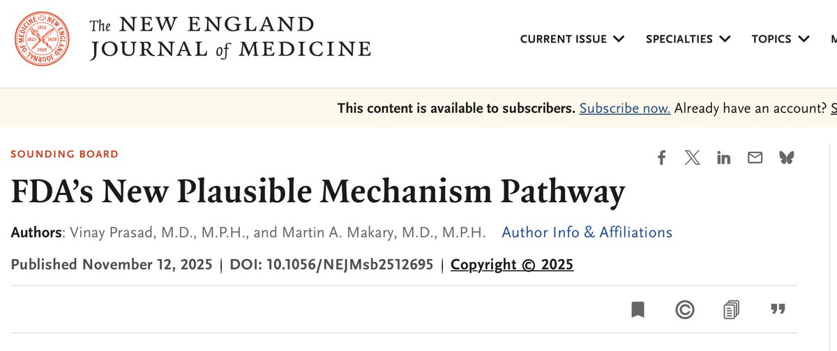 🚀 Big regulatory shift: The FDA’s new “Plausible Mechanism Pathway” for truly personalised therapies

The FDA, via Marty Makary and Vinay Prasad, has introduced a new regulatory route that will allow life-changing, tailor-made treatments to reach patients faster—especially when