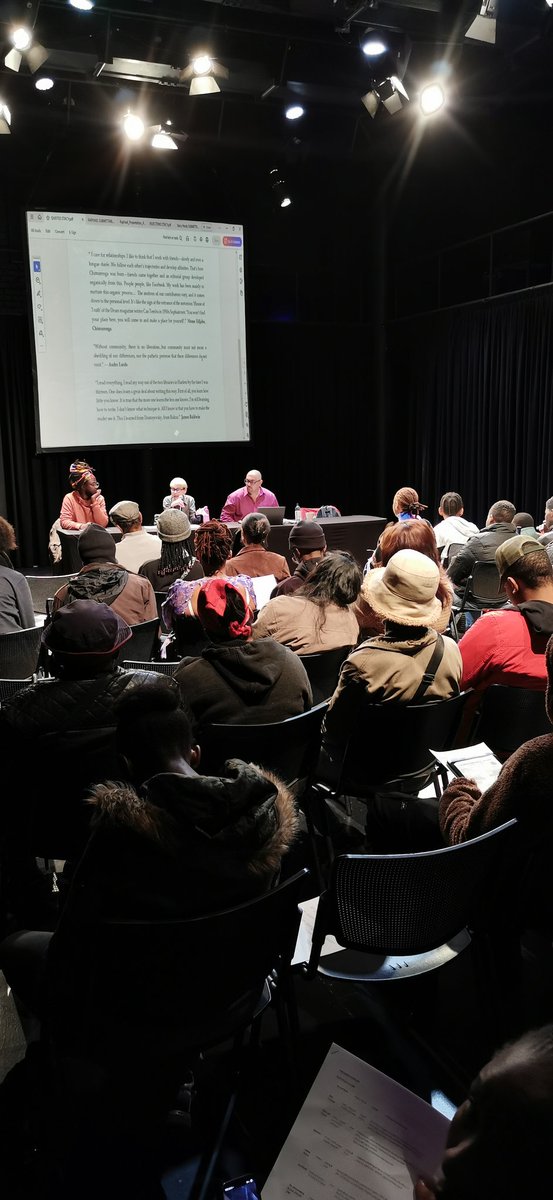 "first of all, read a lot. Read everything. It is a way to find your community. It will lead you to journals. A journal is a way to find a home. It is a way to experiment, to try new things." Stacy Hardy on publishing, at #11thAWWS.

We are <a href="/sowetotheatres/">Soweto Theatre</a>. Join us!