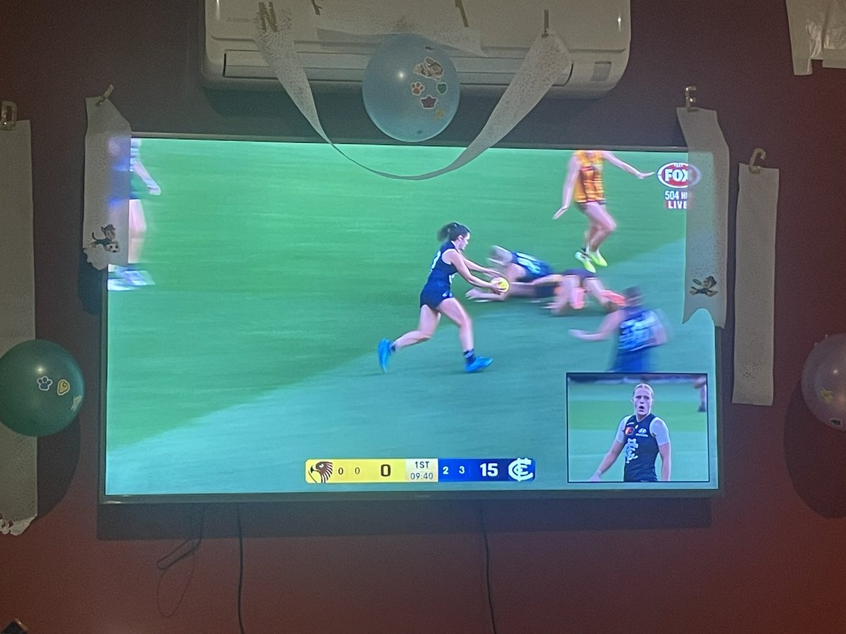 My 6yo son Lenny decorated the living room for <a href="/carltonfc_w/">Carlton Women's</a>. Also the replay is 10 times better than live #aflw
