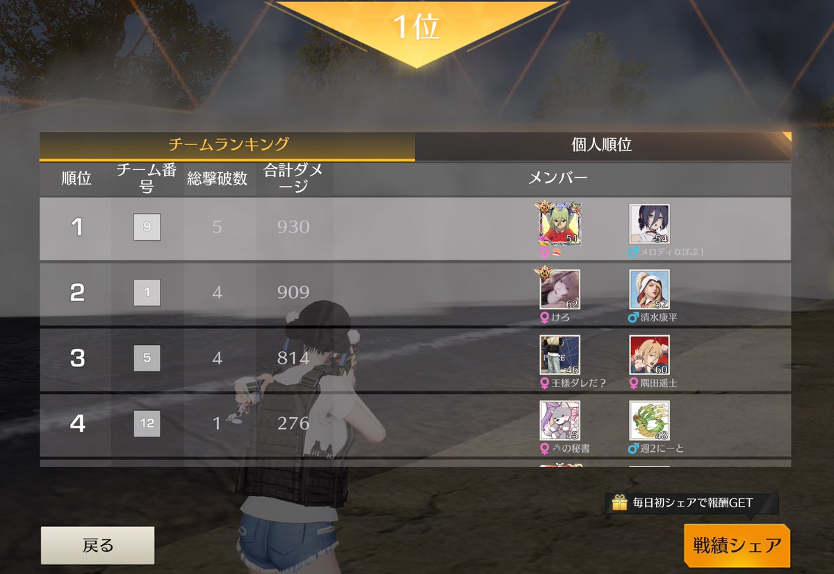 個先と勝てた！