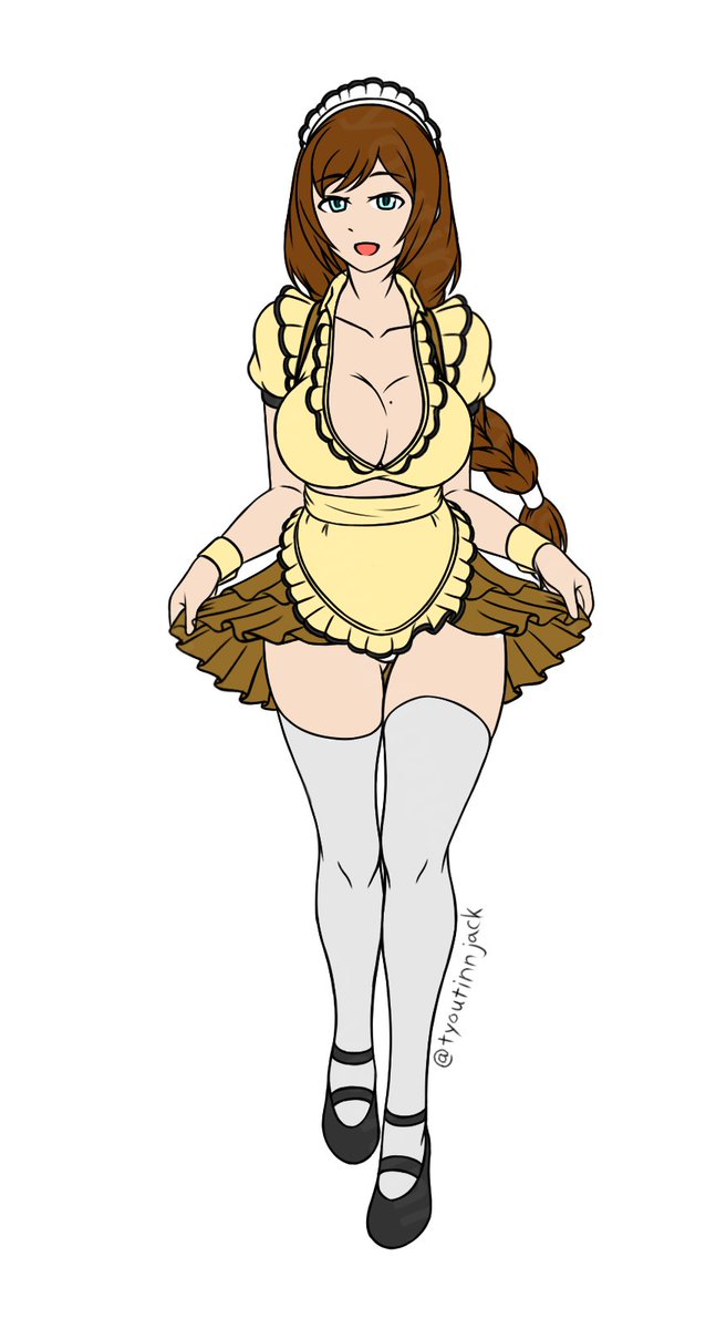 「OCファイターの牡蠣×メイドデザイン、ちょっとの違いだけど服装、髪色とどれが良い」|南瓜提灯【イラスト修行中】のイラスト