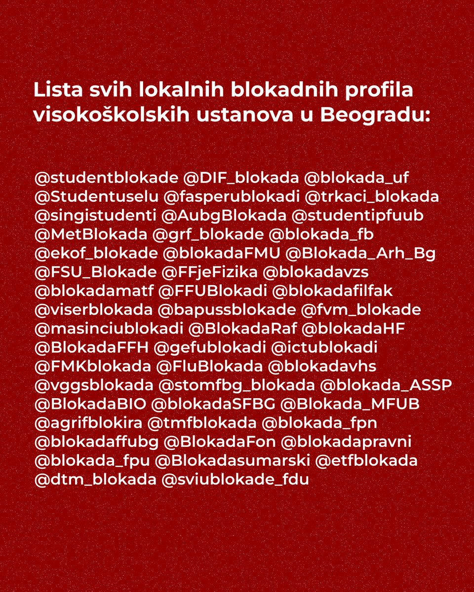 MetBlokada's tweet image. Zvanični profil Studenti u blokadi na IG i X mreži je preplavljeni desetinama hiljada lažnih pratilaca. Profili FON-a i FDU-a na Instagramu takođe.

Profil Studenti u blokadi na X mreži je zaključan trenutno, dok je zaštita profila na IG kompleksnija, ali se radi na istoj…