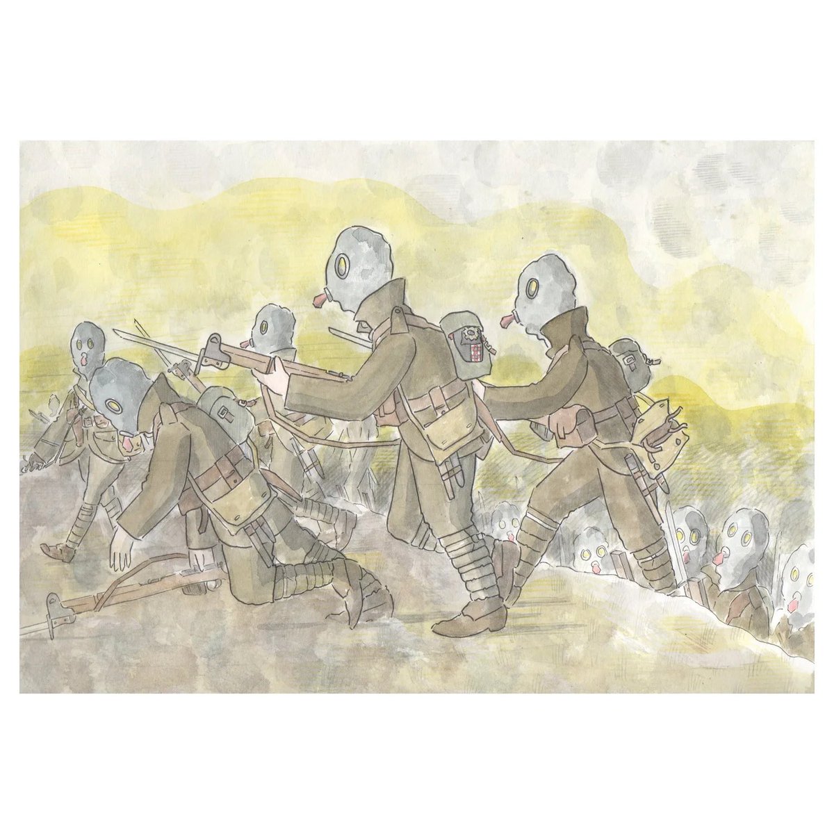 COME ON, ROYAL SCOTS!

Men of 11/Royal Scots advance on the opening day of the Battle of Loos, 25th September 1915. 

-
This illustration, along with many others, is included in my sale of original works. 

#ww1 #millitaryart #illustration