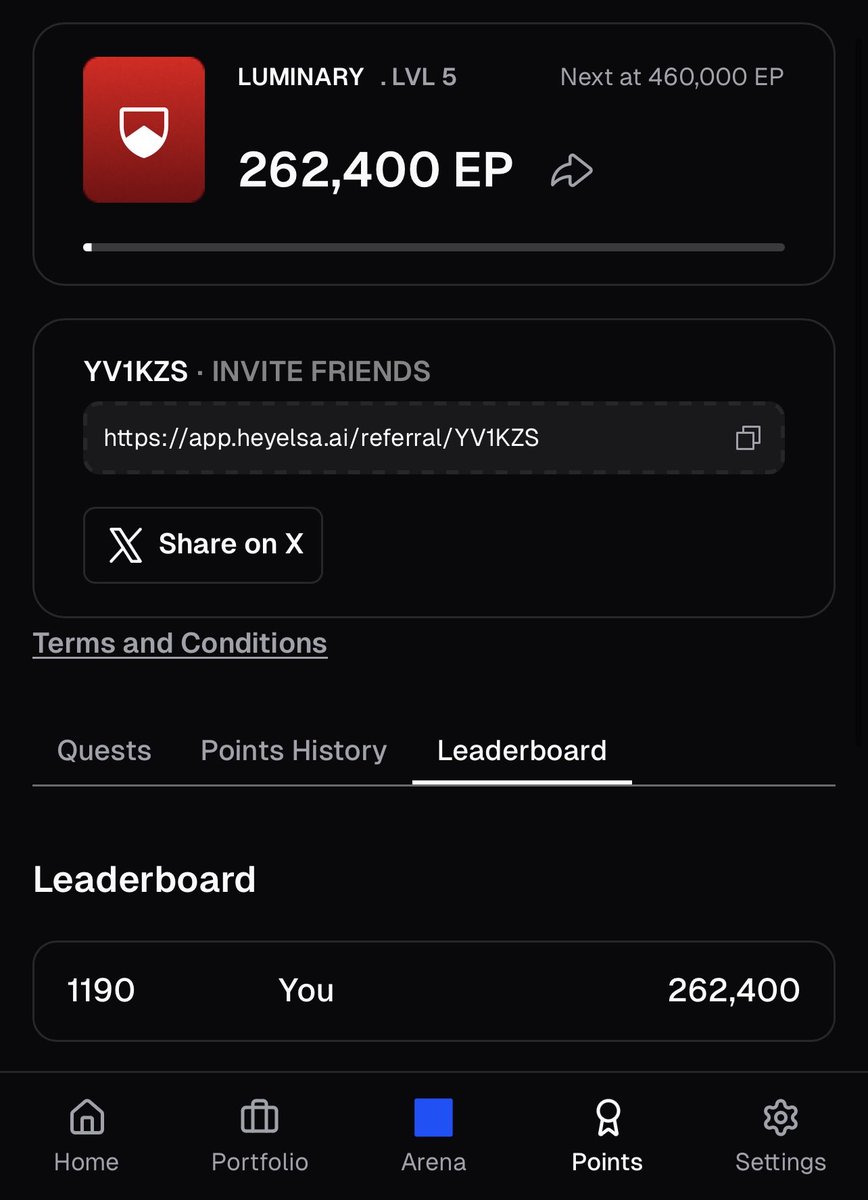 Level up on <a href="/HeyElsaAI/">HeyElsa</a> ! 

I have 262k EP and got new role! 

My new level LUMINARY! 

It’s not enough for me!

Everyday I use Elsa app!

Swap
Bridge
Stake
Trade

Keep quacking for Elsa on <a href="/wallchain/">Wallchain Quacks</a> ! 

app.heyelsa.ai/referral/YV1KZS