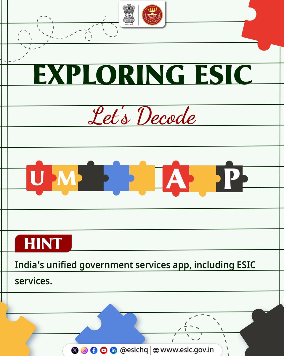 esichq's tweet image. Exploring ESIC, Let’s Decode!

Put your knowledge to the test, guess the word and discover more.

Hint: India’s unified government services app, including ESIC services.

#ESIC #LetsDecode #ESICPuzzle #puzzle