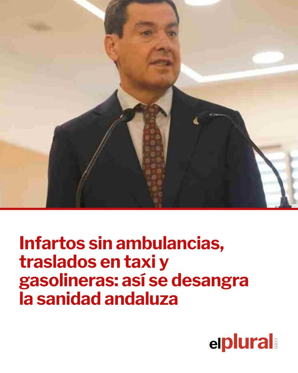 OPINIÓN | Infartos sin ambulancias, traslados en taxi y gasolineras: así se desangra la sanidad andaluza.
<a href="/ppandaluz/">PP de Andalucía</a>  <a href="/JuanMa_Moreno/">Juanma Moreno</a>