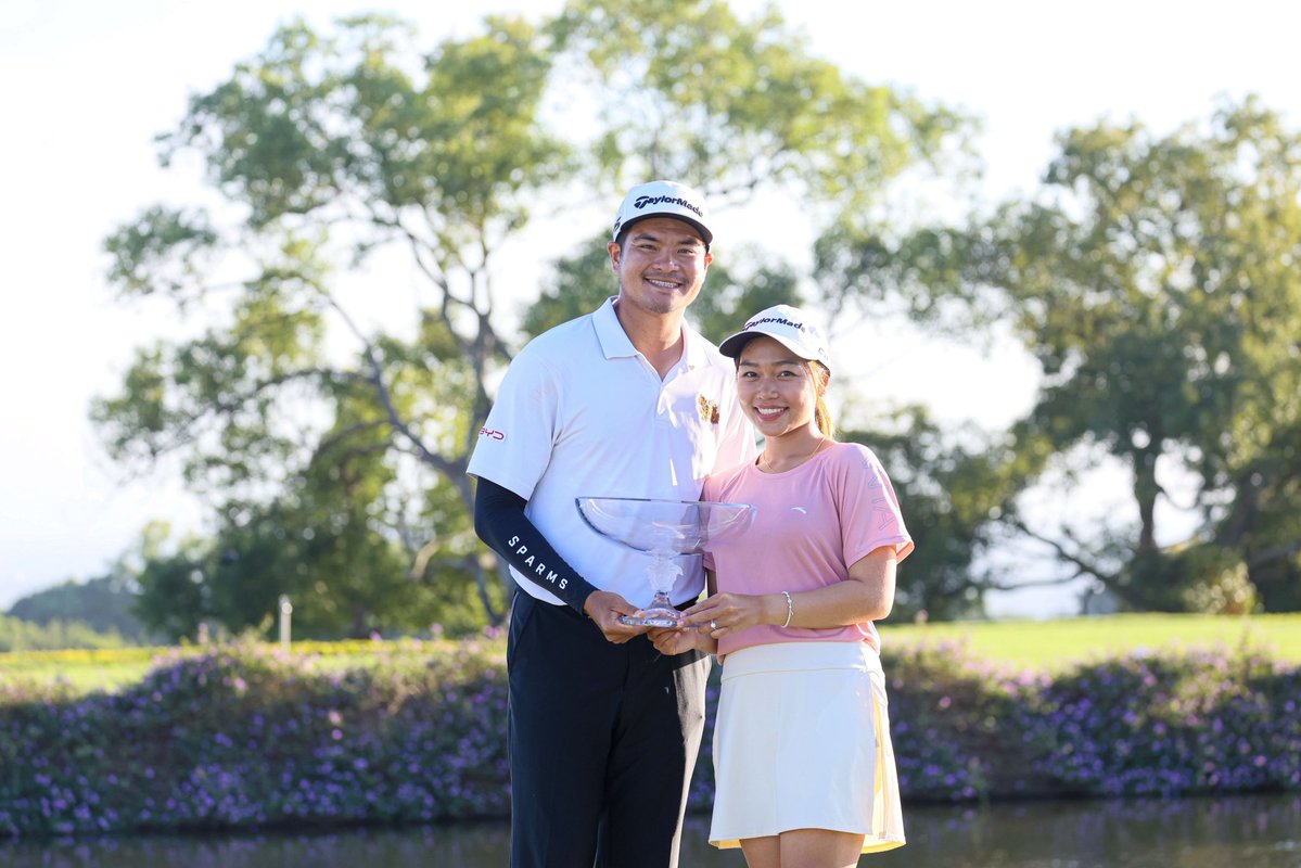 asiantourgolf's tweet image. A maiden victory made sweeter by winning in his dad’s homeland and with his wife on the bag ❤️

Ekpharit Wu is now a winner on Tour and will head to next week’s @SaudiIntlGolf for the biggest event yet in his career 🙌🏻

#TaiwanGlass #TaifongOpen #TimeToRise
